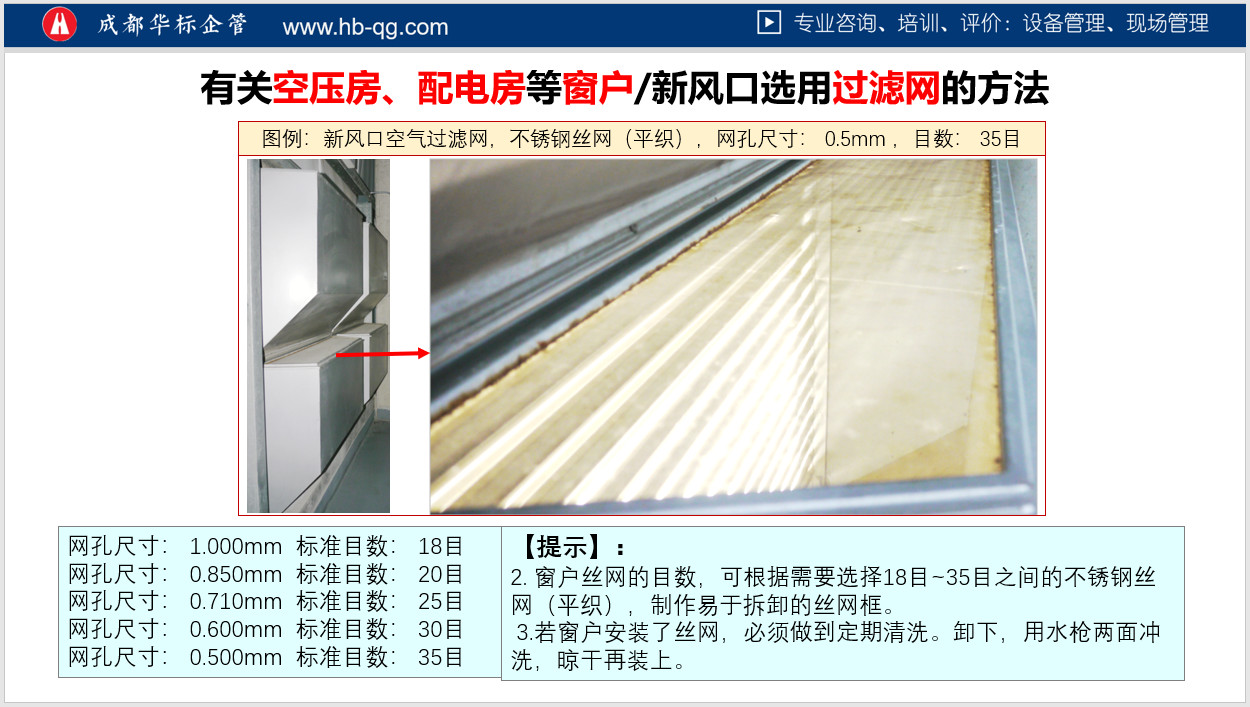 答疑：空壓機房窗戶空氣過濾用鋼絲網(wǎng)有沒有標準？
